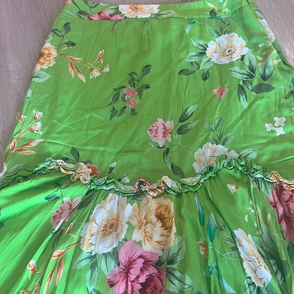 PAPAYA Floral Green Maxi Skirt Size Large - Picture 7 of 13